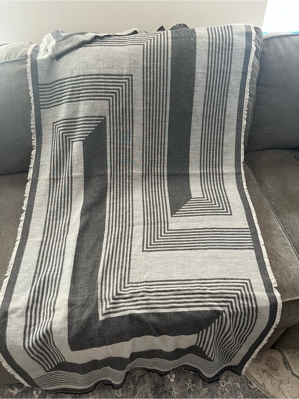 H&M Gray & Dark Gray Geometric Throw Blanket